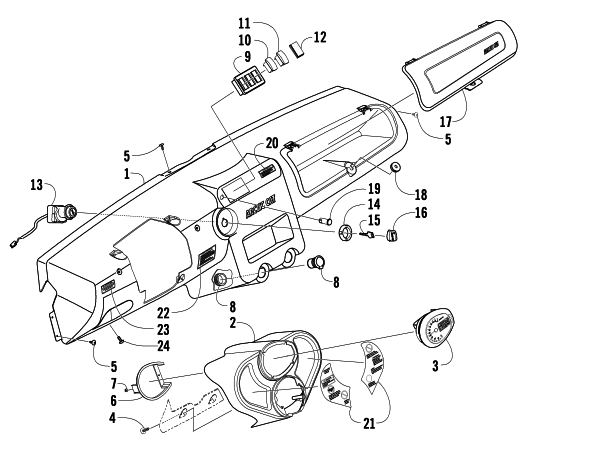 Parts Diagram for Arctic Cat 2009 PROWLER 700 XTX 4X4 ATV DASH ASSEMBLY