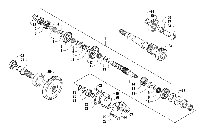 Parts Diagram for Arctic Cat 2008 THUNDERCAT AUTOMATIC TRANSMISSION 4X4 ATV SECONDARY TRANSMISSION ASSEMBLY