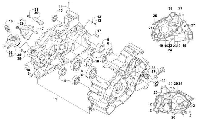 Parts Diagram for Arctic Cat 2007 650 H1 AUTOMATIC TRANSMISSION 4X4 TRV LE ATV CRANKCASE ASSEMBLY (VIN: 4UF07ATV47T237701 up to 4UF07ATV97T270001)