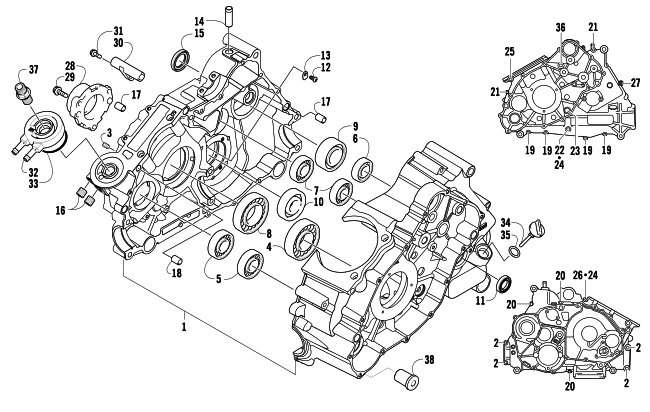 Parts Diagram for Arctic Cat 2007 PROWLER XT 650 H1 AUTOMATIC 4X4 ATV CRANKCASE ASSEMBLY (VIN: 4UF07MPV77T305713 to 4UF07MPV97T330001)