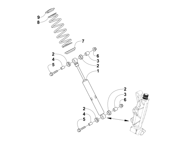 Parts Diagram for Arctic Cat 2010 BEARCAT 570 SNOWMOBILE SHOCK ABSORBER ASSEMBLY