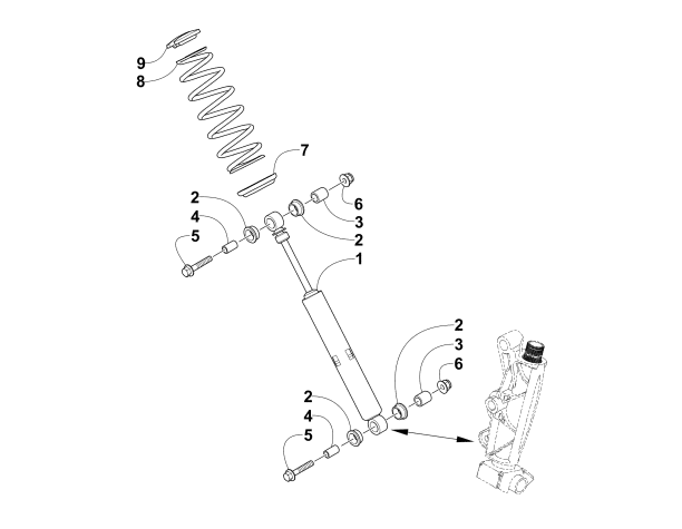 Parts Diagram for Arctic Cat 2016 BEARCAT 2000 XTE SNOWMOBILE FRONT SHOCK ABSORBER ASSEMBLY