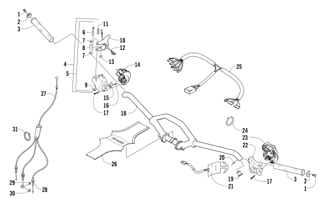 Parts Diagram for Arctic Cat 2013 BEARCAT 570 XT SNOWMOBILE HANDLEBAR AND CONTROLS