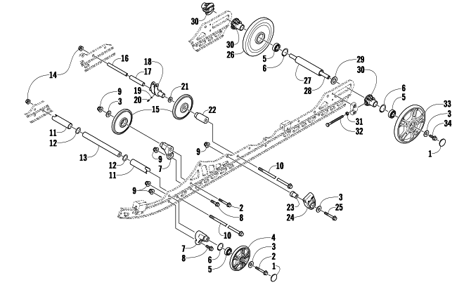 Parts Diagram for Arctic Cat 2009 BEARCAT 570 LONG TRACK SNOWMOBILE IDLER WHEEL ASSEMBLY