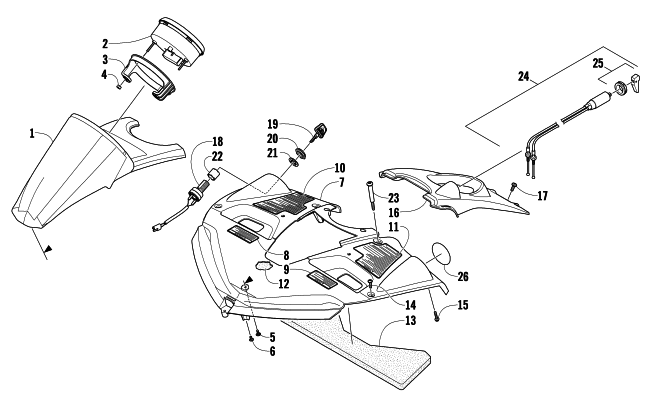 Parts Diagram for Arctic Cat 2009 BEARCAT 570 SNOWMOBILE CONSOLE ASSEMBLY