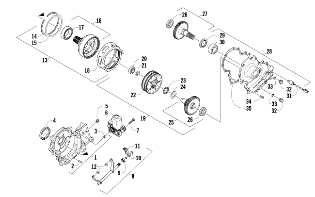 Parts Diagram for Arctic Cat 2010 TZ1 TURBO LXR LE SNOWMOBILE GEARCASE ASSEMBLY