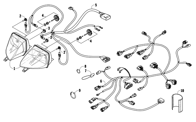 Parts Diagram for Arctic Cat 2009 F6 SNO PRO SNOWMOBILE HEADLIGHT AND WIRING ASSEMBLIES