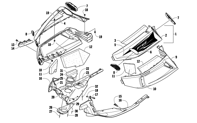 Parts Diagram for Arctic Cat 2009 F6 SNO PRO SNOWMOBILE SKID PLATE AND SIDE PANEL ASSEMBLY