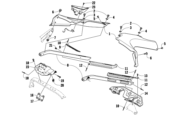 Parts Diagram for Arctic Cat 2010 F5 LXR (S2010F5CLXUSG) SNOWMOBILE SEAT SUPPORT ASSEMBLY