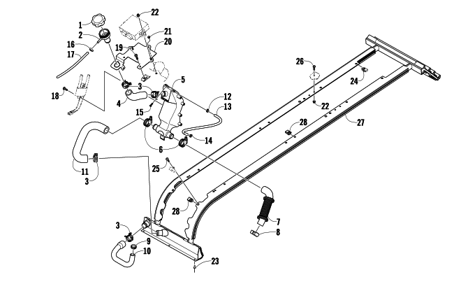 Parts Diagram for Arctic Cat 2009 F5 EFI LXR SNOWMOBILE COOLING ASSEMBLY