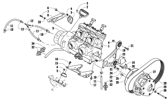 Parts Diagram for Arctic Cat 2009 F6 SNO PRO SNOWMOBILE ENGINE AND RELATED PARTS