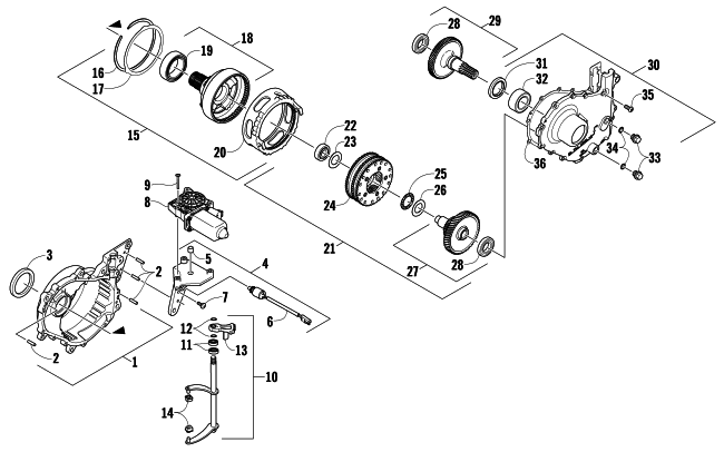 Parts Diagram for Arctic Cat 2009 CF5 EFI SNOWMOBILE GEARCASE ASSEMBLY