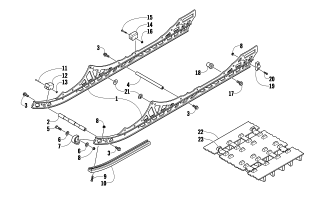 Parts Diagram for Arctic Cat 2010 CF8 LE SNOWMOBILE SLIDE RAIL AND TRACK ASSEMBLY