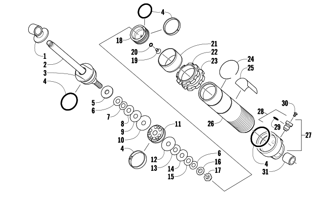 Parts Diagram for Arctic Cat 2009 CF6 EFI SNOWMOBILE REAR SUSPENSION FRONT ARM SHOCK ABSORBER