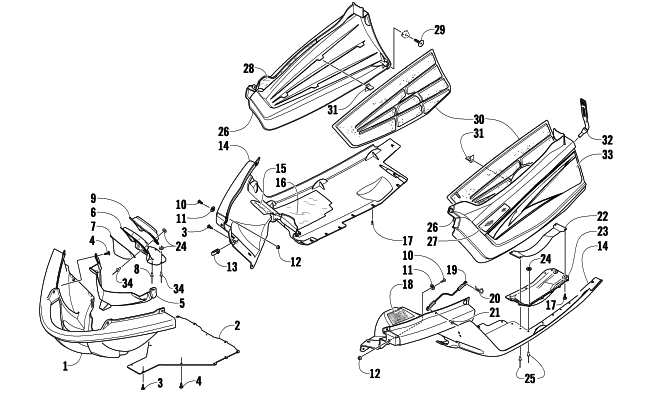 Parts Diagram for Arctic Cat 2009 CF1000 SNOWMOBILE BELLY PAN ASSEMBLY