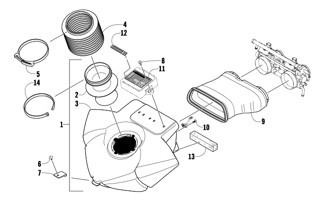Parts Diagram for Arctic Cat 2011 M8 153 SNOWMOBILE AIR SILENCER ASSEMBLY