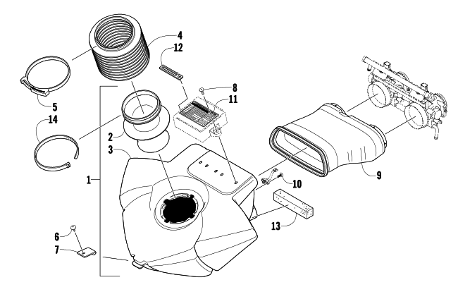 Parts Diagram for Arctic Cat 2009 M1000 162 SNO PRO SNOWMOBILE AIR SILENCER ASSEMBLY