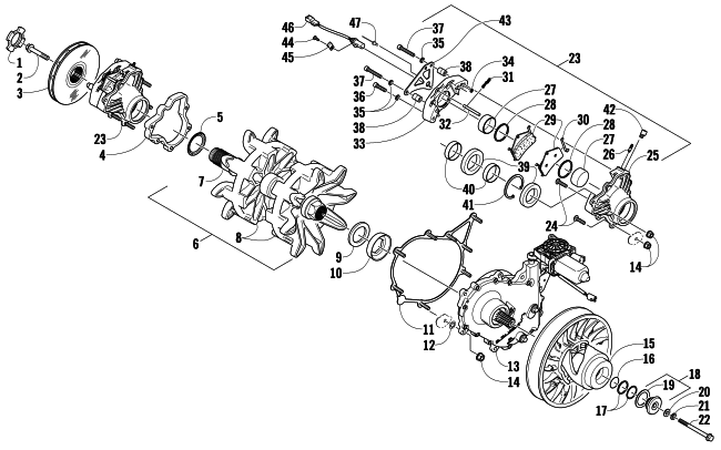 Parts Diagram for Arctic Cat 2009 M6 EFI 153 SNOWMOBILE DRIVE TRAIN SHAFT AND BRAKE ASSEMBLIES