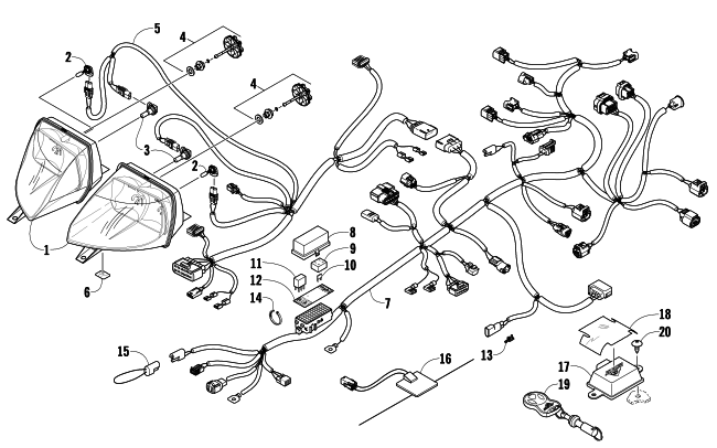 Parts Diagram for Arctic Cat 2009 TZ1 TOURING LXR SNOWMOBILE HEADLIGHT AND WIRING ASSEMBLIES