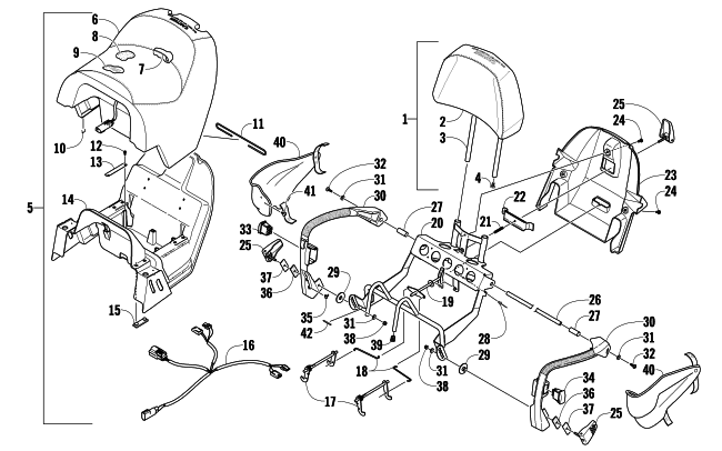 Parts Diagram for Arctic Cat 2010 TZ1 TURBO LXR LE SNOWMOBILE PASSENGER SEAT AND BACKREST ASSEMBLY