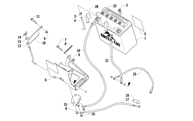 Parts Diagram for Arctic Cat 2009 F5 EFI LXR SNOWMOBILE BATTERY AND TRAY ASSEMBLY