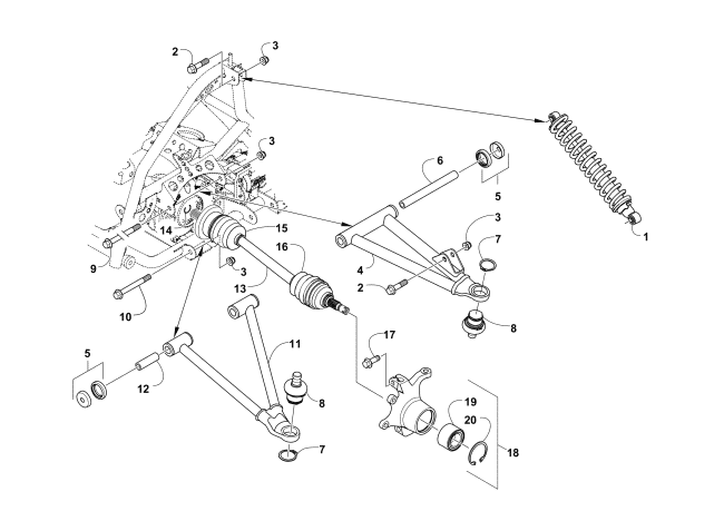 Parts Diagram for Arctic Cat 2009 366 4X4 AUTOMATIC ATV FRONT SUSPENSION ASSEMBLY