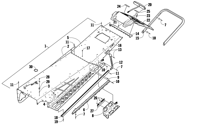 Parts Diagram for Arctic Cat 2009 M6 EFI 153 SNOWMOBILE TUNNEL, REAR BUMPER, AND TAILLIGHT ASSEMBLY