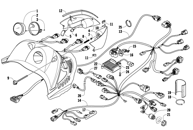 Parts Diagram for Arctic Cat 2009 CF5 EFI SNOWMOBILE HEADLIGHT, INSTRUMENTS, AND WIRING ASSEMBLIES