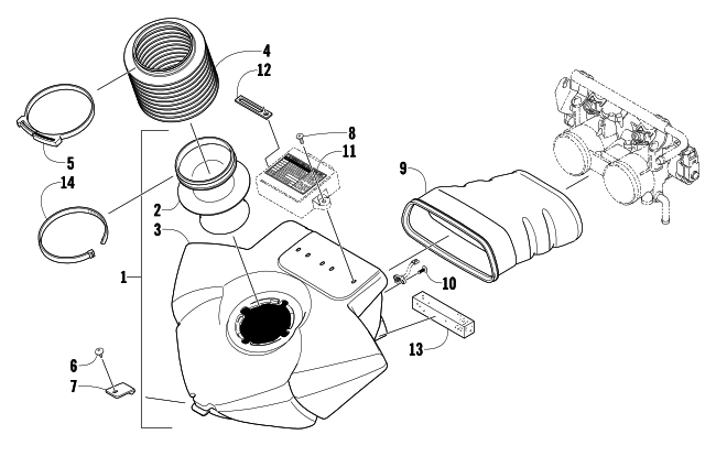 Parts Diagram for Arctic Cat 2009 CF5 EFI SNOWMOBILE AIR SILENCER ASSEMBLY