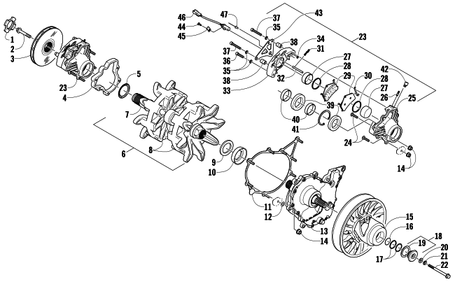Parts Diagram for Arctic Cat 2009 M8 153 SNOWMOBILE DRIVE TRAIN SHAFT AND BRAKE ASSEMBLIES