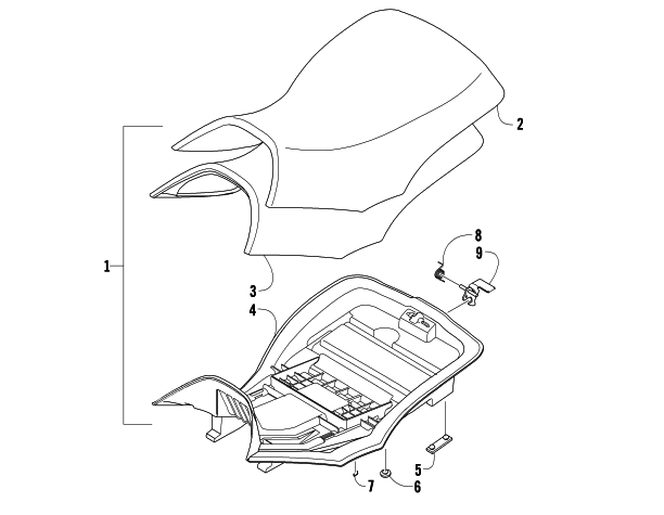 Parts Diagram for Arctic Cat 2009 700 H1 EFI 4X4 AUTOMATIC MUD PRO ATV SEAT ASSEMBLY