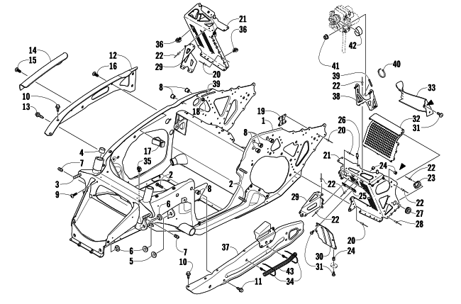 Parts Diagram for Arctic Cat 2010 CFR8 SNOWMOBILE FRONT FRAME AND FOOTREST ASSEMBLY