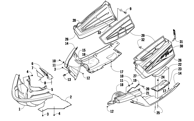 Parts Diagram for Arctic Cat 2009 CF8 SNO PRO SNOWMOBILE BELLY PAN ASSEMBLY