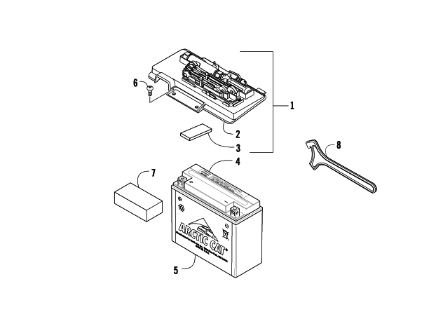 Parts Diagram for Arctic Cat 2009 700 H1 EFI 4X4 AUTOMATIC MUD PRO ATV BATTERY ASSEMBLY
