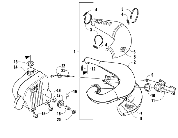 Parts Diagram for Arctic Cat 2009 CF8 SNOWMOBILE EXHAUST ASSEMBLY