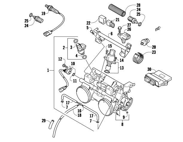 Parts Diagram for Arctic Cat 2015 BEARCAT 5000 XT LTD SNOWMOBILE THROTTLE BODY ASSEMBLY
