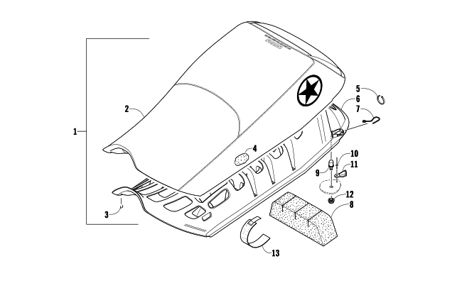 Parts Diagram for Arctic Cat 2009 M1000 LE SNO PRO SNOWMOBILE SEAT ASSEMBLY