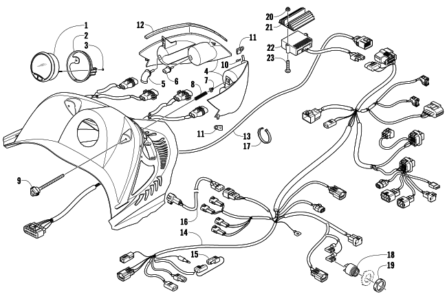 Parts Diagram for Arctic Cat 2009 M1000 153 SNOWMOBILE HEADLIGHT, INSTRUMENTS, AND WIRING ASSEMBLIES