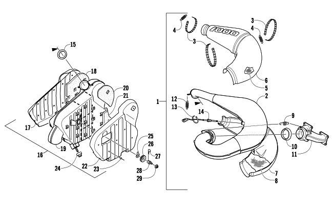 Parts Diagram for Arctic Cat 2009 CF1000 LE SNO PRO SNOWMOBILE EXHAUST ASSEMBLY