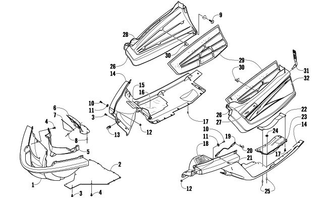 Parts Diagram for Arctic Cat 2009 CF6 EFI SNOWMOBILE BELLY PAN AND FRONT BUMPER ASSEMBLY