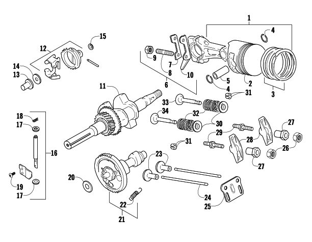 Parts Diagram for Arctic Cat 2009 120 SNO PRO SNOWMOBILE PISTON AND CRANKSHAFT