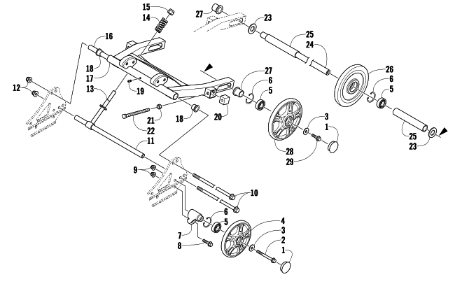 Parts Diagram for Arctic Cat 2009 BEARCAT 570 XT SNOWMOBILE ARTICULATING SKID FRAME ASSEMBLY