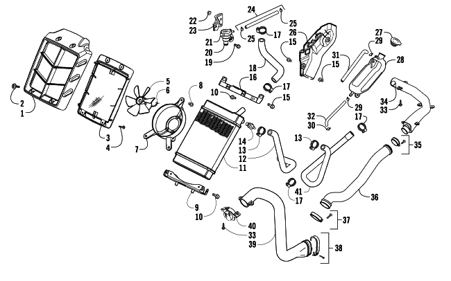 Parts Diagram for Arctic Cat 2009 250 UTILITY 2X4 AUTOMATIC ATV COOLING ASSEMBLY