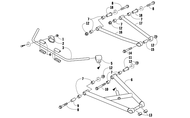 Parts Diagram for Arctic Cat 2009 Z1 BEARCAT XT SNOWMOBILE A-ARM AND SWAY BAR ASSEMBLY