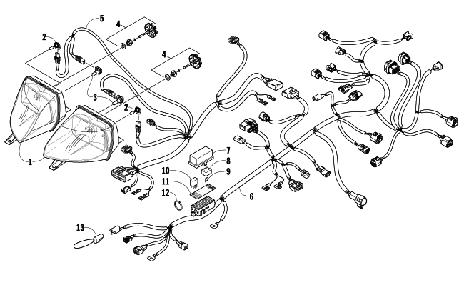 Parts Diagram for Arctic Cat 2009 Z1 BEARCAT XT SNOWMOBILE HEADLIGHT AND WIRING ASSEMBLIES