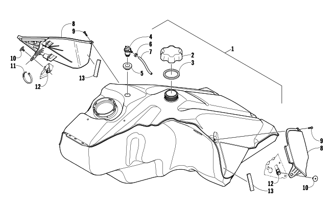 Parts Diagram for Arctic Cat 2009 Z1 BEARCAT XT SNOWMOBILE GAS TANK ASSEMBLY