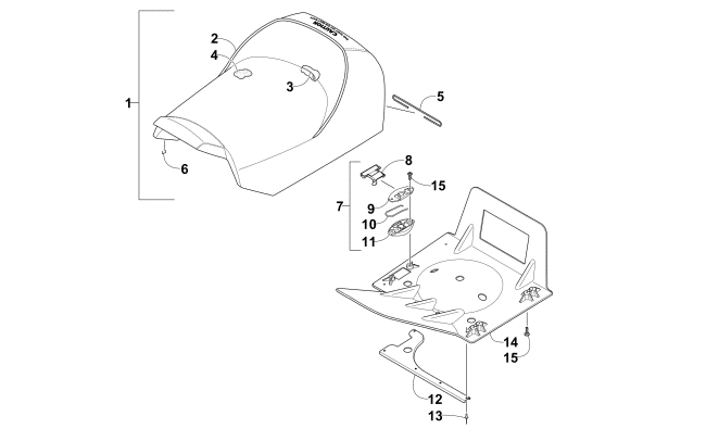 Parts Diagram for Arctic Cat 2015 BEARCAT 2000 XTE SNOWMOBILE FRONT SEAT ASSEMBLY