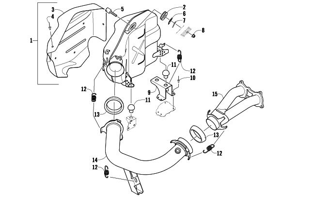 Parts Diagram for Arctic Cat 2009 Z1 BEARCAT XT SNOWMOBILE EXHAUST ASSEMBLY