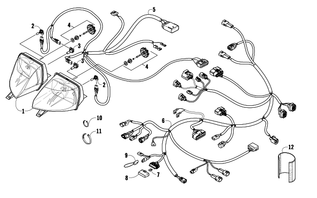 Parts Diagram for Arctic Cat 2009 F8 EFI SNO PRO SNOWMOBILE HEADLIGHT AND WIRING ASSEMBLIES