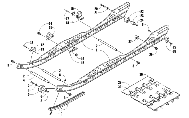 Parts Diagram for Arctic Cat 2009 CFR1000 SNOWMOBILE SLIDE RAIL AND TRACK ASSEMBLY